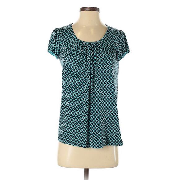 Michael Kors Top Flutter Short Sleeve Geometric Print Casual‎ Shirt Women's XS - Picture 1 of 12
